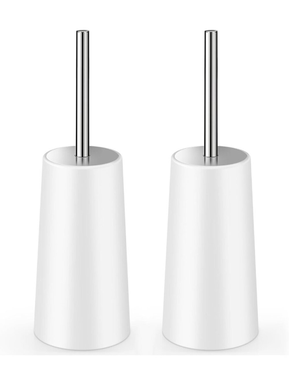 2 Pack Stainless Steel Toilet Brush Set with Long Handle - Ergonomic & Durable